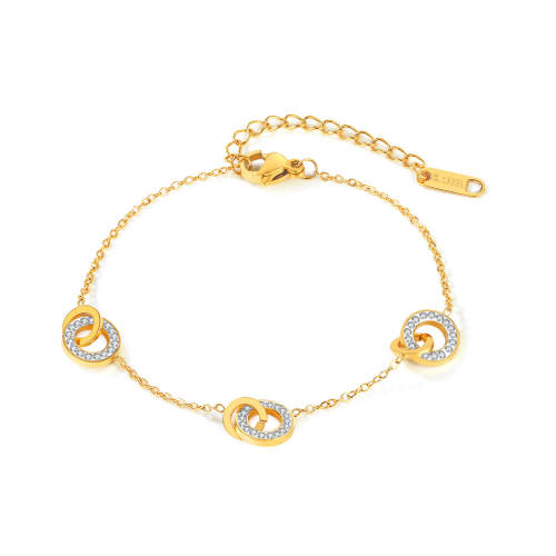 Wholesale Stainless Steel Interlocking Circles Chain Bracelet
