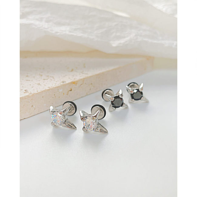 Wholesale Stainless Steel CZ Cross Stud Earrings