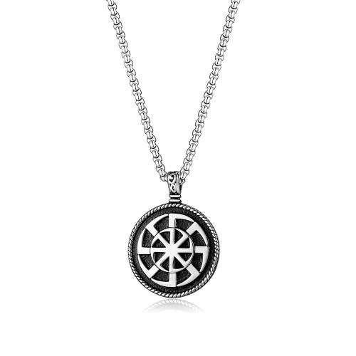 Wholesale Stainless Steel Reto Circle Pendant Necklaces