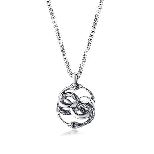 Wholesale Stainless Steel Double Snake Entwining Pendant