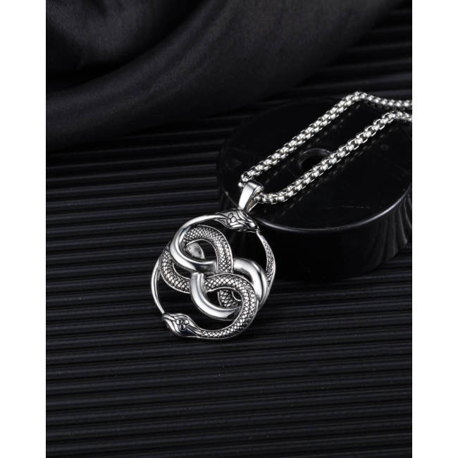 Wholesale Stainless Steel Double Snake Entwining Pendant