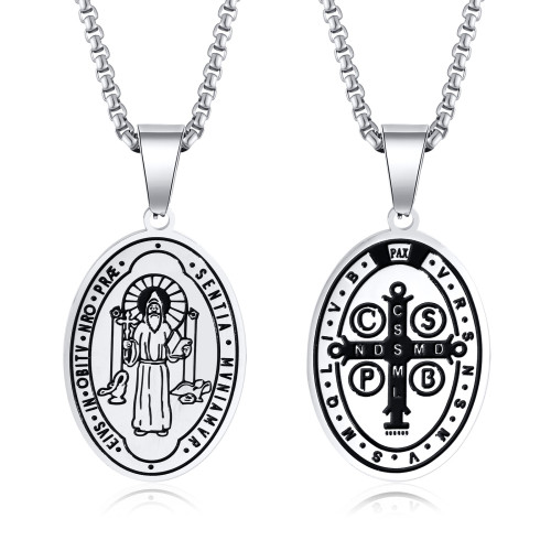 Wholesale Stainless Steel St Benedict Dog Tag Pendant