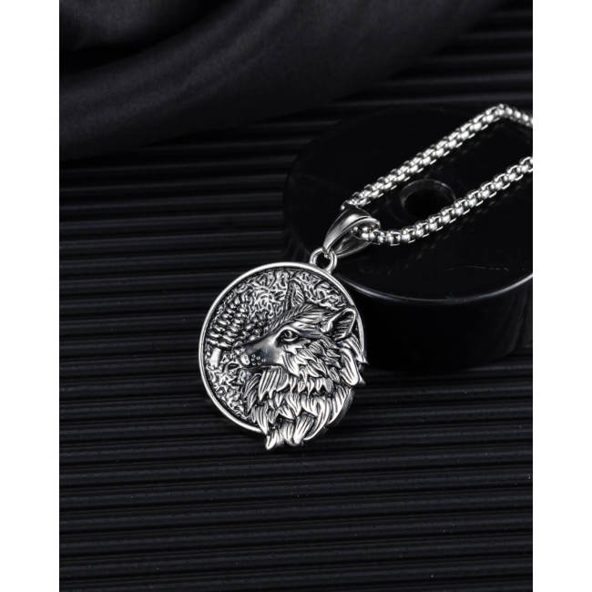 Wholesale Stainless Steel Wolf Head Cameo Pendant