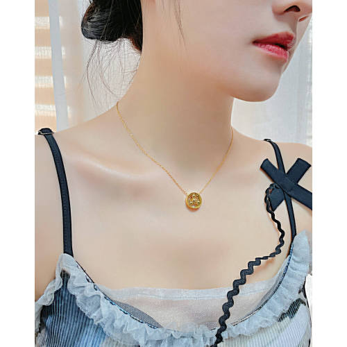 Wholesale Stainless Steel Women Gold Gear Necklace