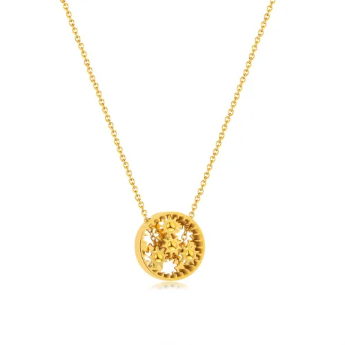 Wholesale Stainless Steel Women Gold Gear Necklace