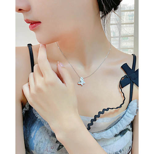 Wholesale Stainless Steel CZ Butterfly Necklace