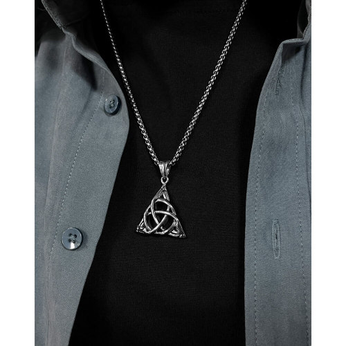 Wholesale Stainless Steel Hollow Triangular Celtic Knot Pendant