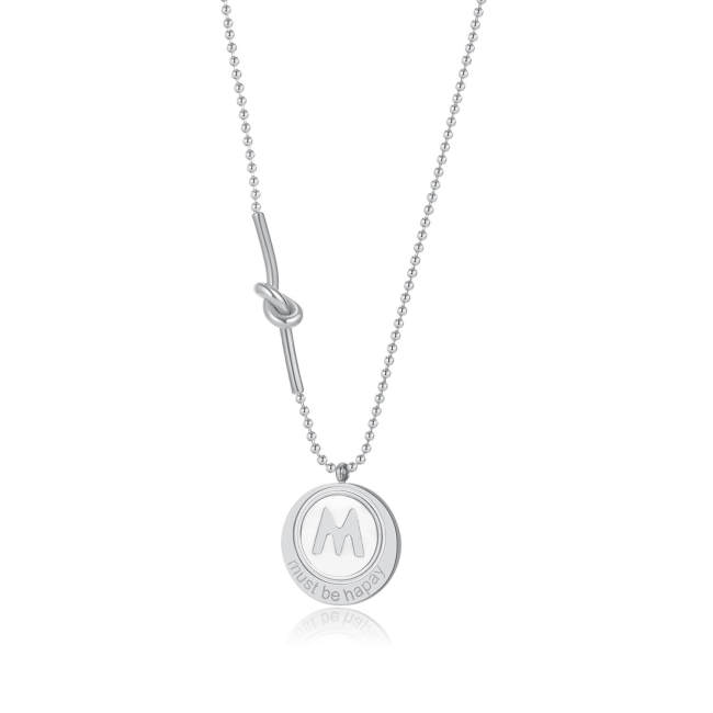 Wholesale Stainless Initial M Steel Ball Chain Necklaces