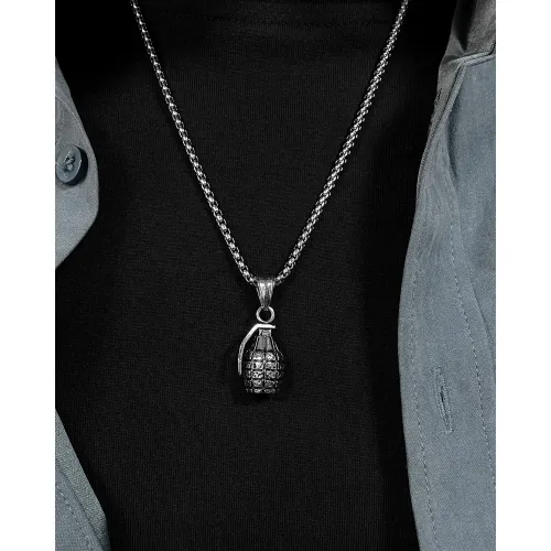 Wholesale Stainless Steel Hip Hop Hand Grenade Pendant