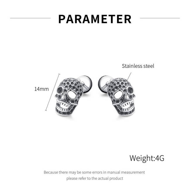 Wholesale Stainless Steel Skull Stud Earrings