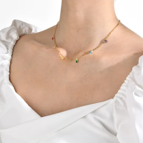 Wholesale Stainless Steel Hanging CZ Necklace