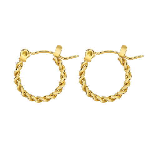 Wholesale Stainless Steel Gold Twist Hoop Earrings
