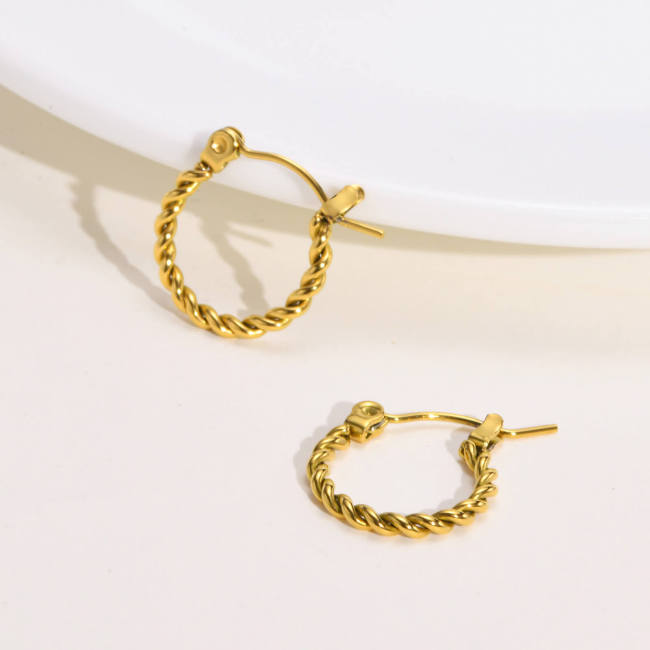 Wholesale Stainless Steel Gold Twist Hoop Earrings