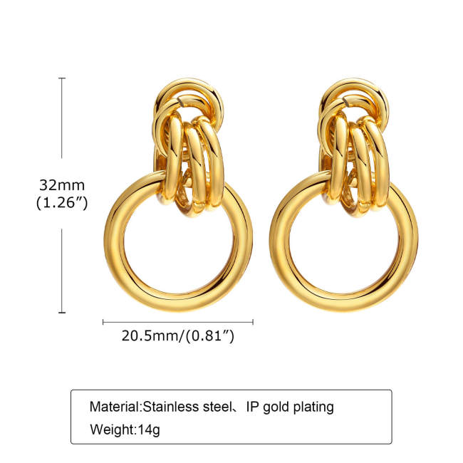 Wholesale Stainless Steel Multi-loop Interlocking Earrings