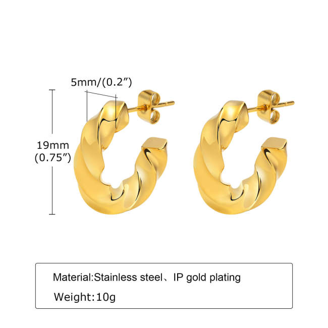 Wholesale Stainless Steel Chunky Twisted Hoop Earrings