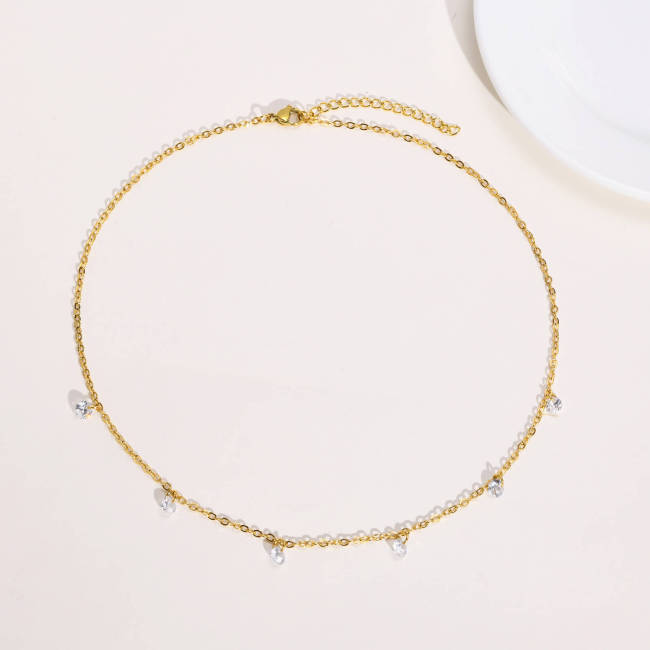 Wholesale Stainless Steel Hanging CZ Necklace