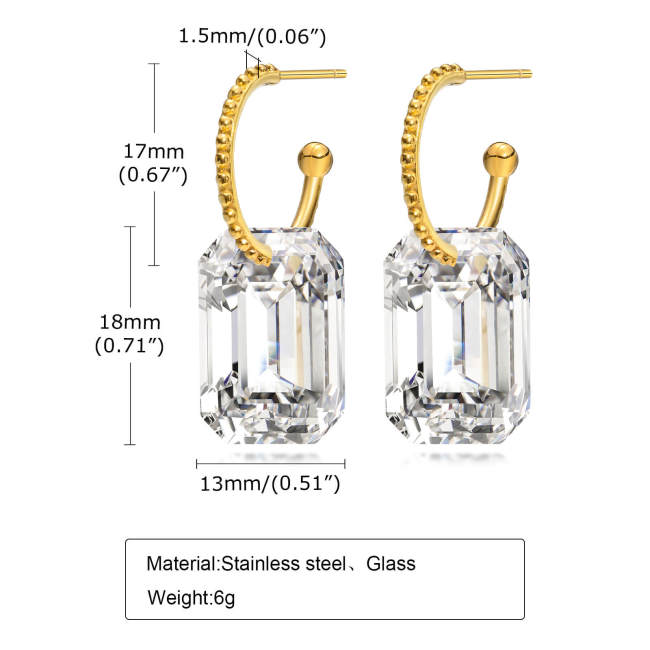 Wholesale Stainless Steel and Glass Earring
