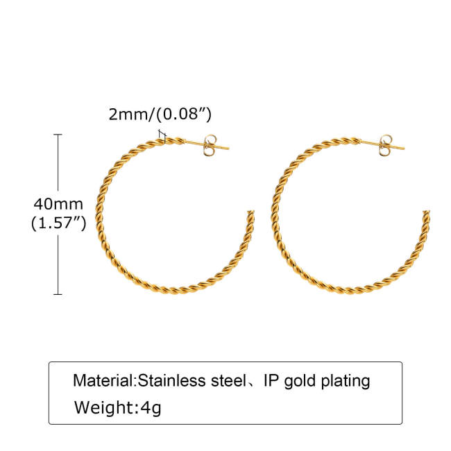 Wholesale Stainless Steel Twisted C Earrings