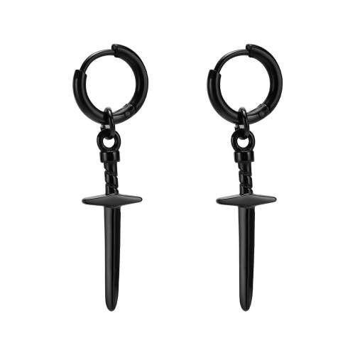 Wholesale Stainless Steel Black Sword Hoop Earrings