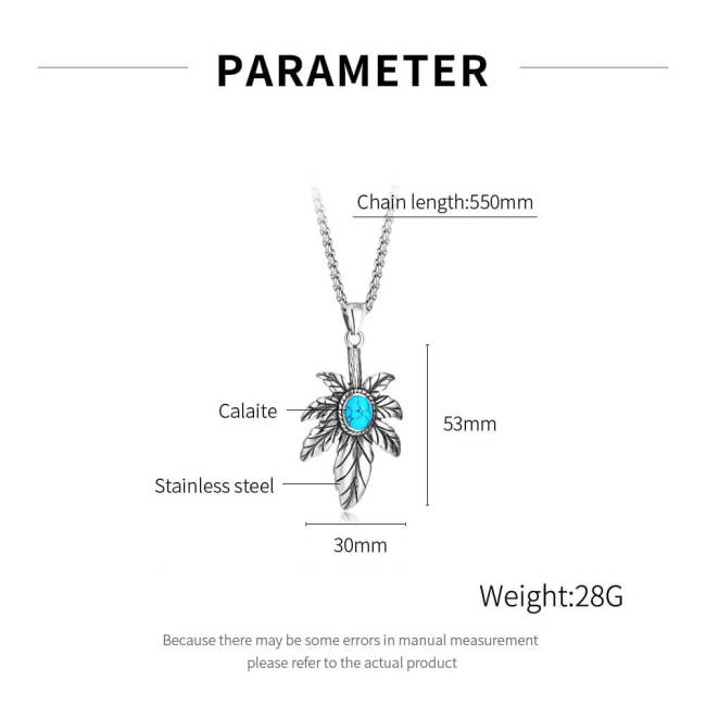 Wholesale Stainless Steel Leaf with Turquoise Pendant