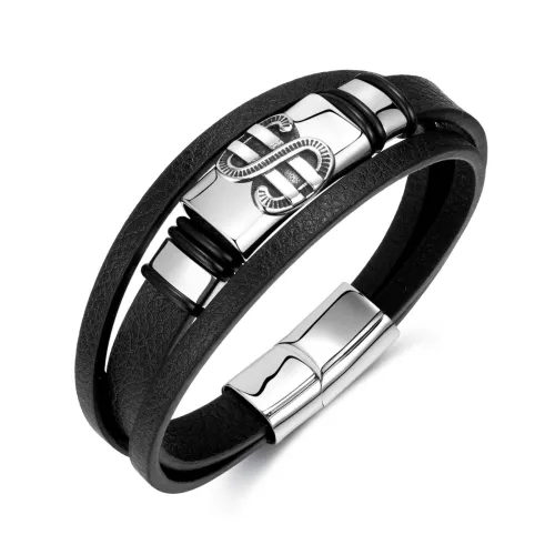 Wholesale Mens Dollar Symbol Leather Bracelet