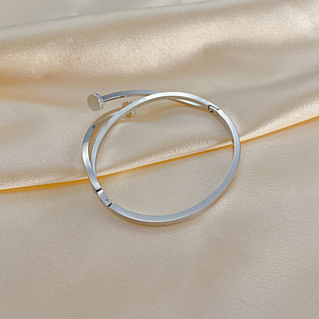 Wholesale Stainless Steel CZ Staggered Bangle