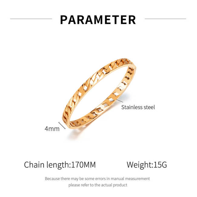 Wholesale Stainless Steel Simple Cuban Link Bangle