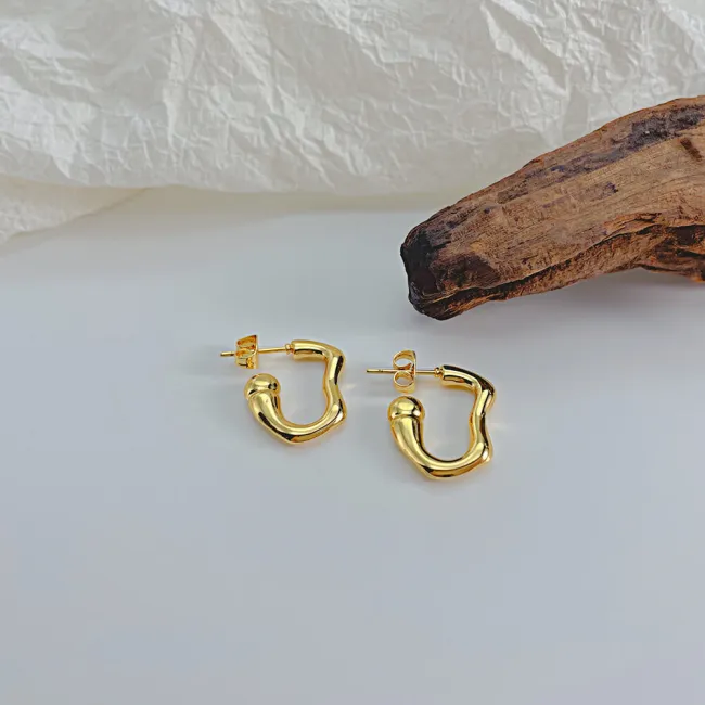 Wholesale Stainless Steel Irregular Thick Hoop Earrings