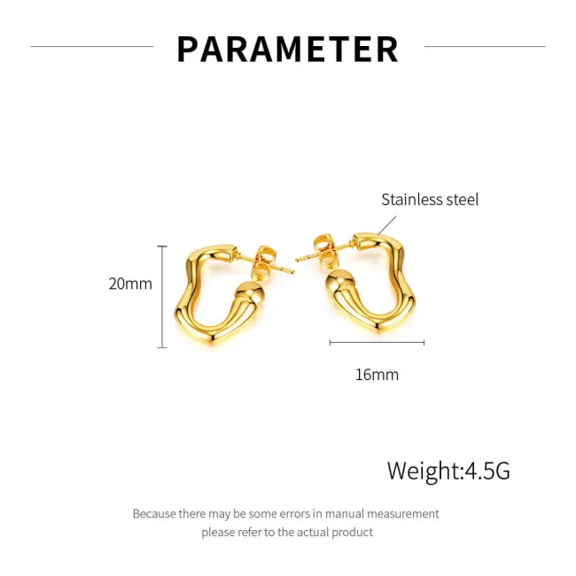 Wholesale Stainless Steel Irregular Thick Hoop Earrings