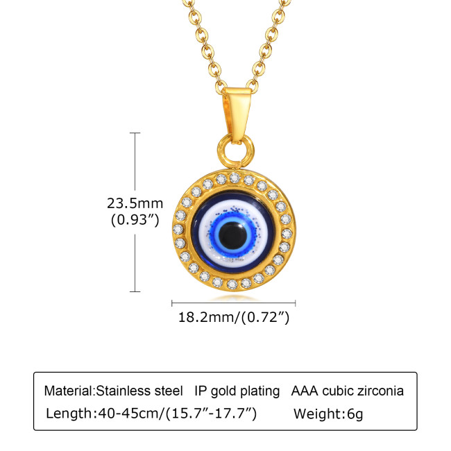 Wholesale Stainless Steel Evil Eye Pendant with CZ