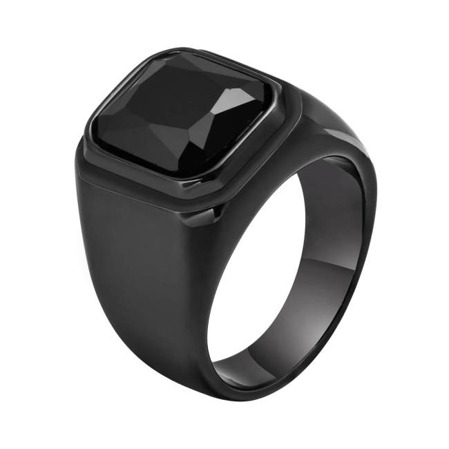 Wholesale Stainless Steel Glass Signet Band Ring