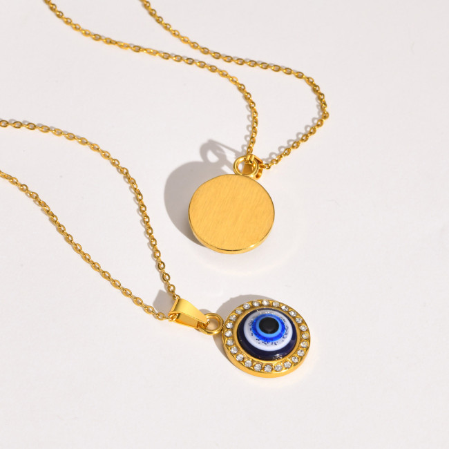 Wholesale Stainless Steel Evil Eye Pendant with CZ