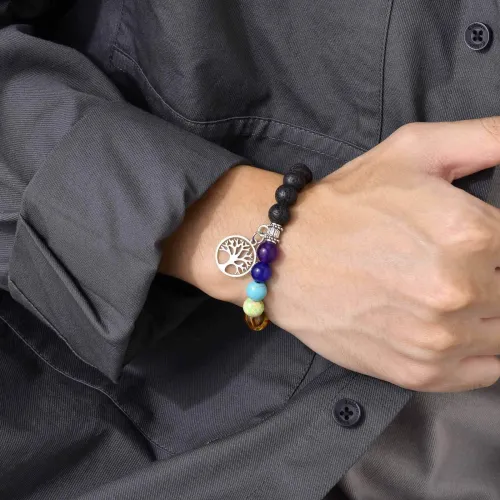 Wholesale Volcanic Stone Bead Bracelet with Life Tree