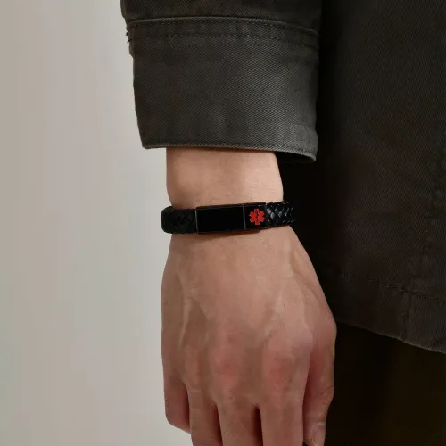 Wholesale Stainless Steel Classic Medical ID Leather Bracelets