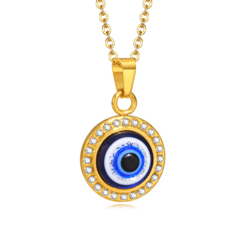 Wholesale Stainless Steel Evil Eye Pendant with CZ