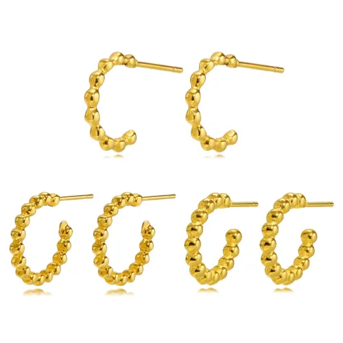 Wholesale Stainless Steel Ball Beaded Hoop Earrings