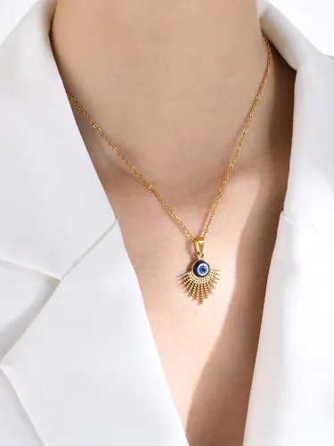 Wholesale Stainless Steel Evil Eye Sunburst Necklaces
