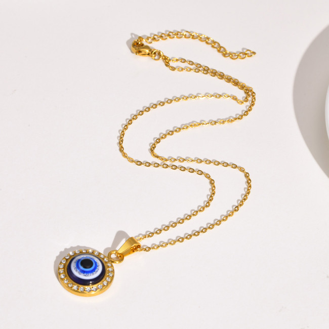 Wholesale Stainless Steel Evil Eye Pendant with CZ