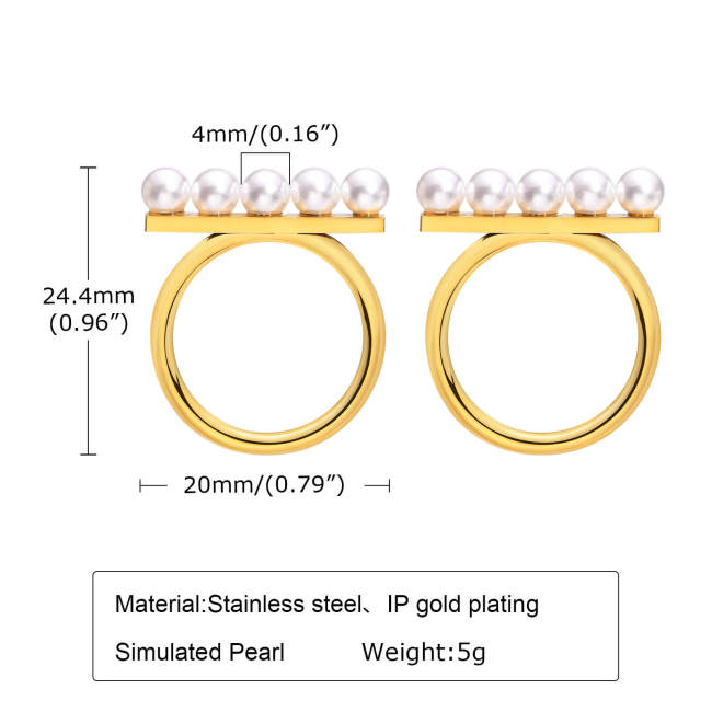 Wholesale Stainless Steel Pearl Circle Stud Earrings