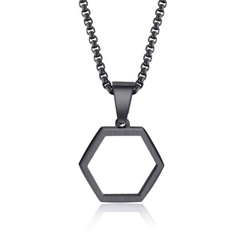 Wholesale Stainless Steel Open Hexagon Pendant Necklaces