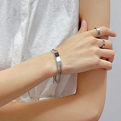 Wholesale Stainless Steel Adjustable Double-layer Engraved Bracelet