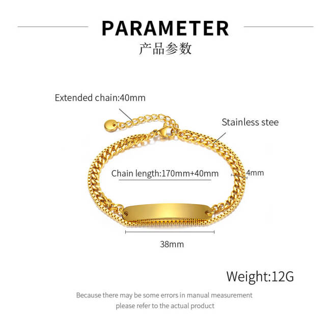 Wholesale Stainless Steel Adjustable Double-layer Engraved Bracelet