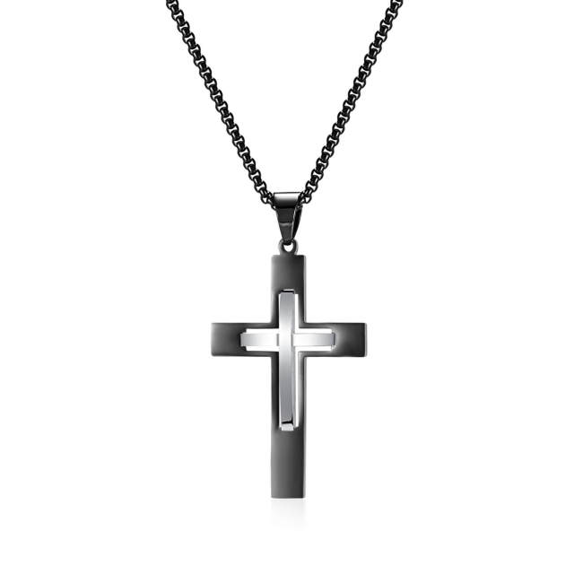 Wholesale Stainless Steel Hollow Double Cross Pendant