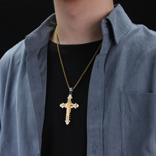 Wholesale Stainless Steel Multi-layer Cross Pendant Necklace