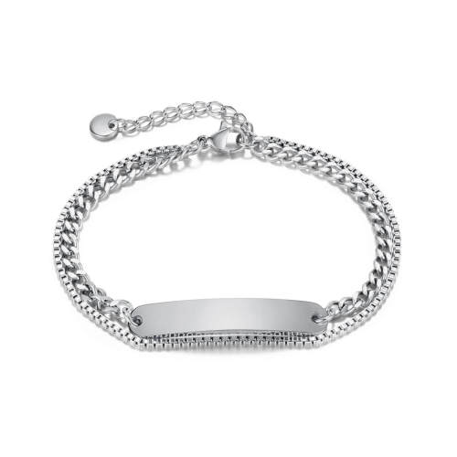 Wholesale Stainless Steel Adjustable Double-layer Engraved Bracelet