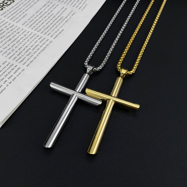 Wholesale Stainless Steel Classic Cylindrical Cross Pendant