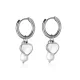Wholesale Stainless Steel Pearl & Heart Drop Hoop Earrings