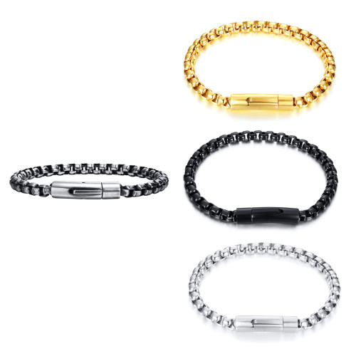 Wholesale Stainless Unique Round Box Chain Bracelet