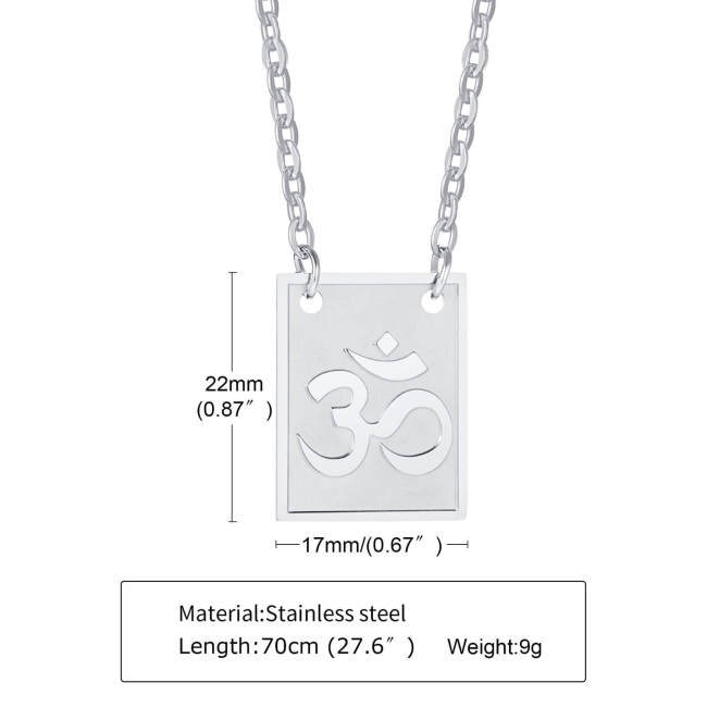 Wholesale Stainless Steel Om Square Pendant