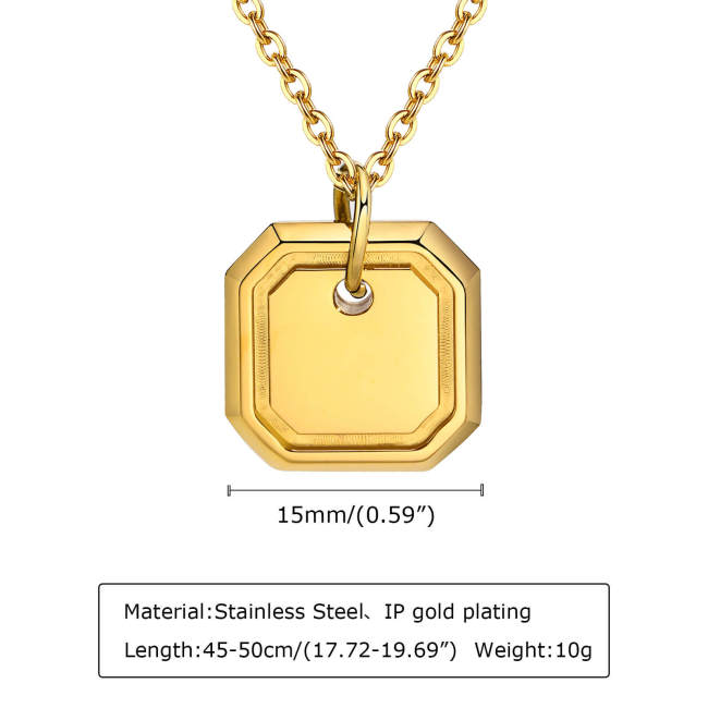 Wholesale Stainless Steel Women Octagonal Pendant Necklace